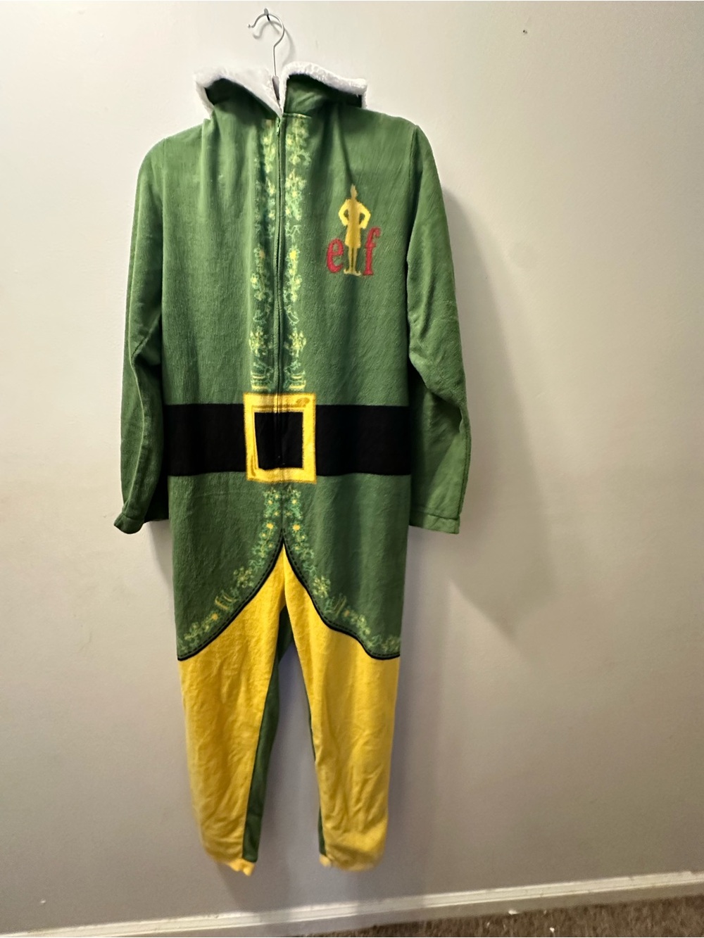 ELF Green and Yellow Plush Elf Jumpsuit Costume